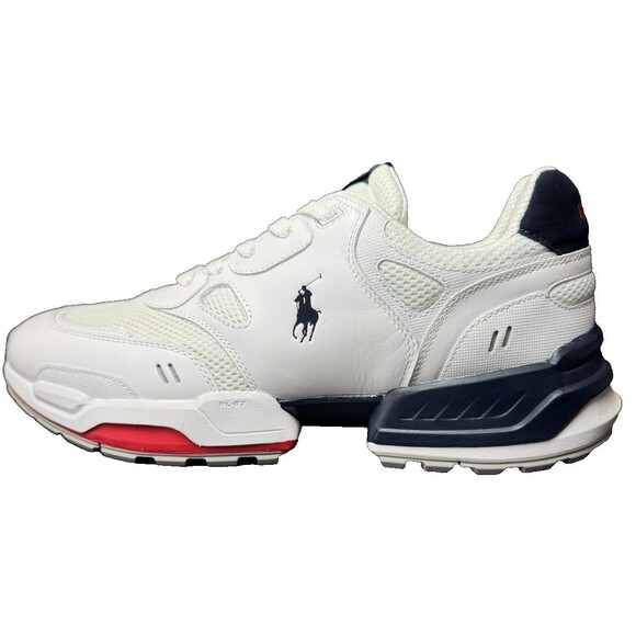 Polo Ralph Lauren Shoes Men Size 11.5 Colorblocked Jogger Sneakers White Lace up